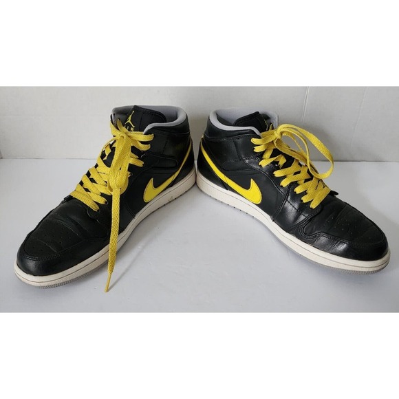 Air Jordan 1 Mid Yellow Retro Black 2014 Nike 554724-070 Mens Size 9.5 - Picture 7 of 16